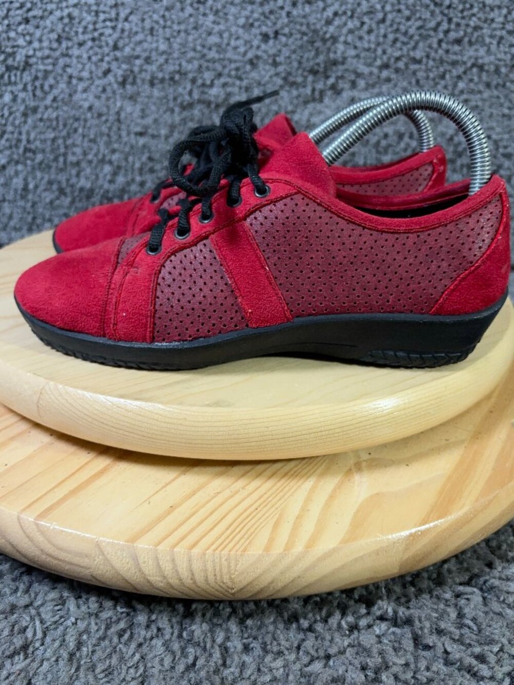 Arcopedico Leta Shoes Womens Size 6 Red Leather Suede Low Top Lace Up Sneakers